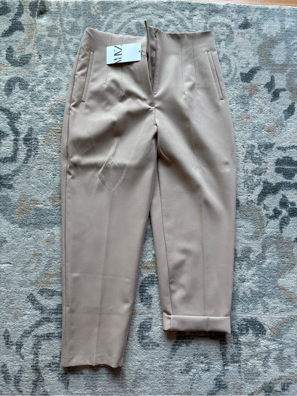 Zara Women’s Taupe-Cream Dress Pants - Slim Tapered